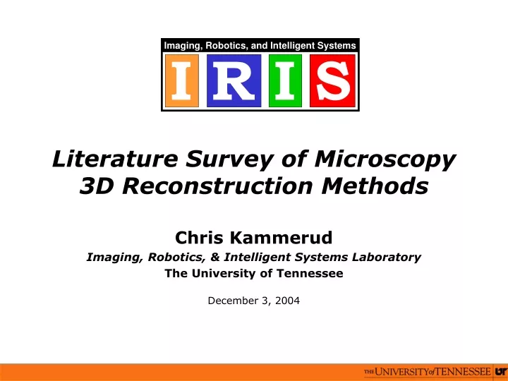 literature survey of microscopy 3d reconstruction methods