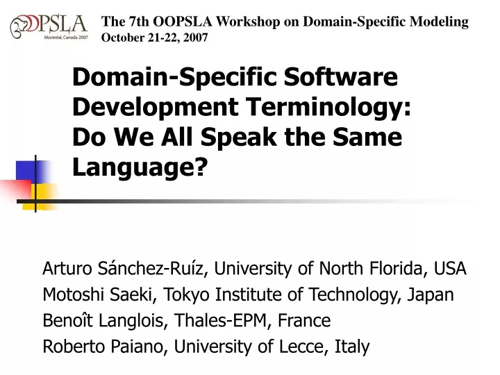 domain specific software development terminology do we all speak the same language