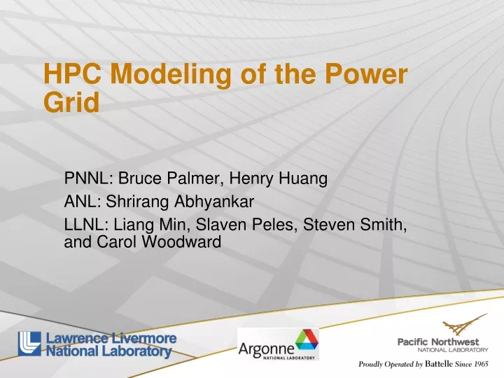 hpc modeling of the power grid
