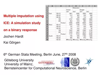 Multiple imputation using  ICE: A simulation study  on a binary response Jochen Hardt Kai Görgen