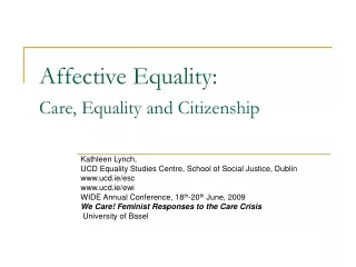 Affective Equality:  Care, Equality and Citizenship