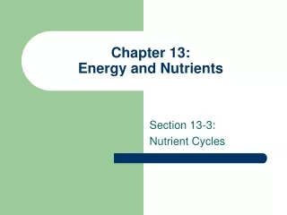 Chapter 13:  Energy and Nutrients