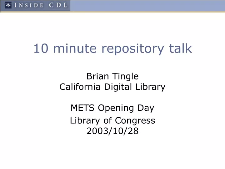 10 minute repository talk