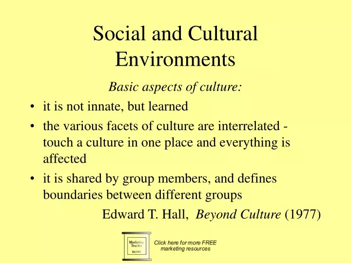 social and cultural environments