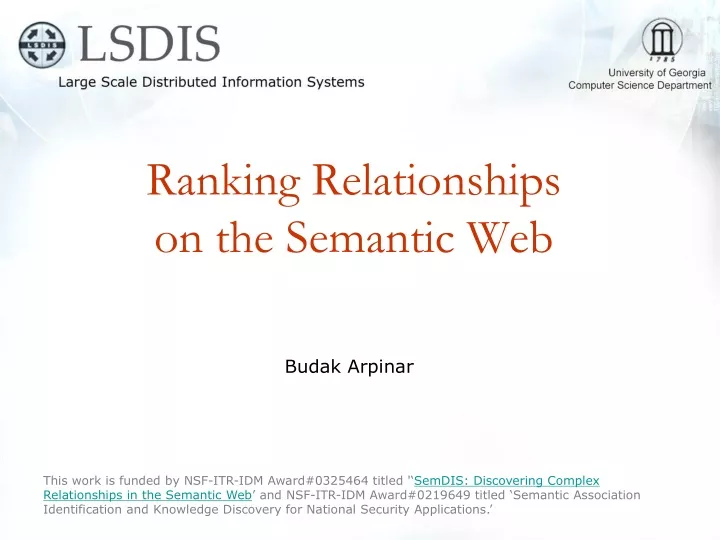ranking relationships on the semantic web