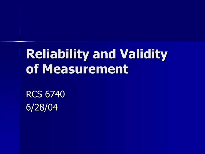 reliability and validity of measurement