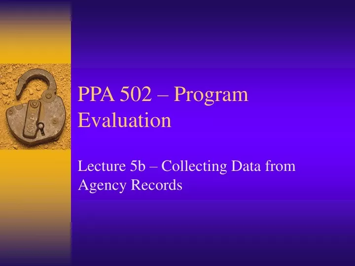 ppa 502 program evaluation