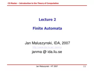 Lecture 2 Finite Automata