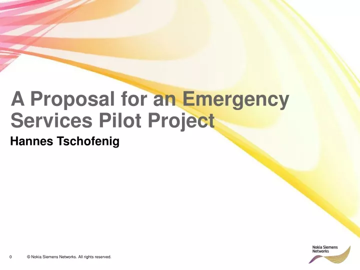a proposal for an emergency services pilot project