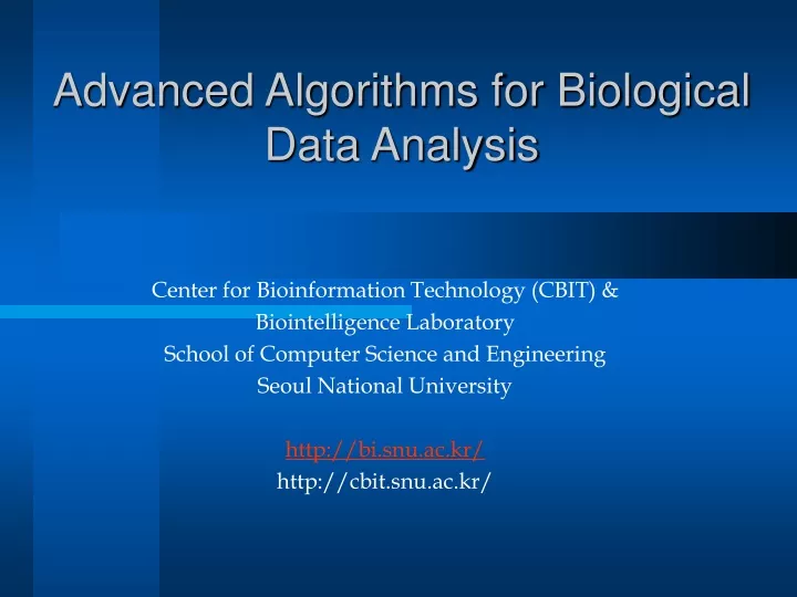 advanced algorithms for biological data analysis