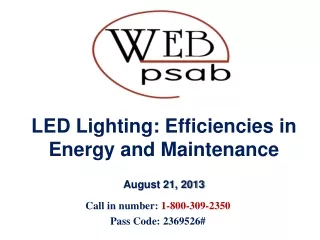 LED Lighting: Efficiencies in Energy and Maintenance  August 21, 2013