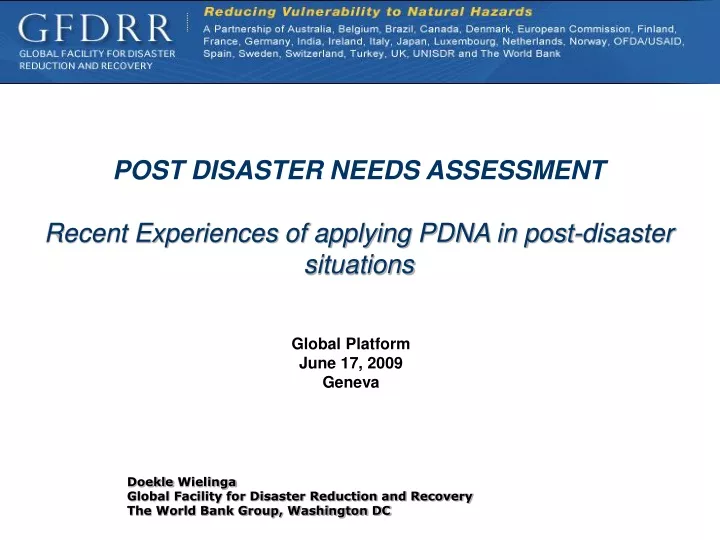 post disaster needs assessment recent experiences