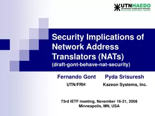 Security Implications of Network Address Translators (NATs) (draft-gont-behave-nat-security)