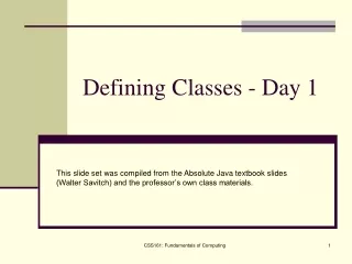 Defining Classes - Day 1