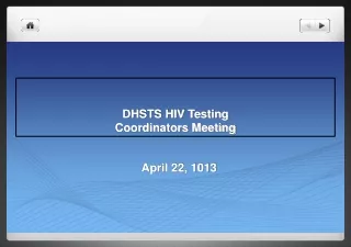 DHSTS HIV Testing Coordinators Meeting
