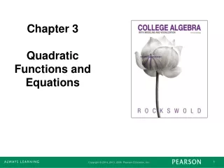 Chapter 3 Quadratic Functions and Equations