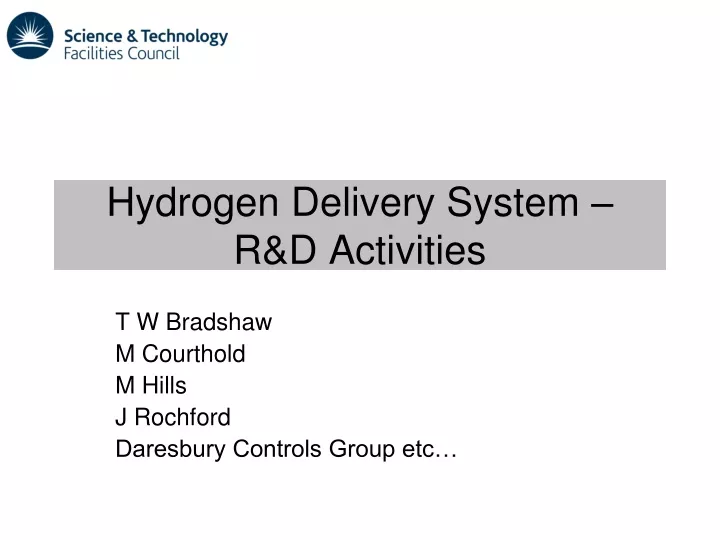 hydrogen delivery system r d activities