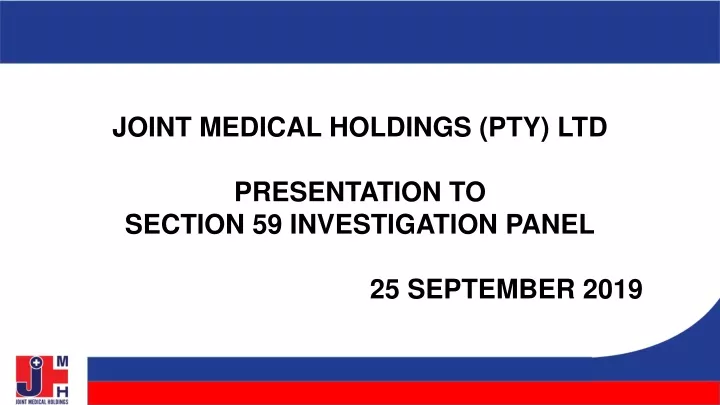 joint medical holdings pty ltd presentation