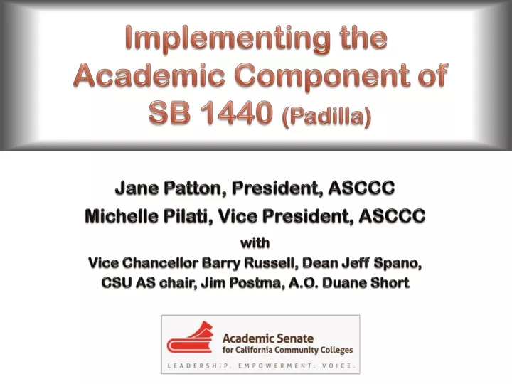 implementing the academic component of sb 1440 padilla