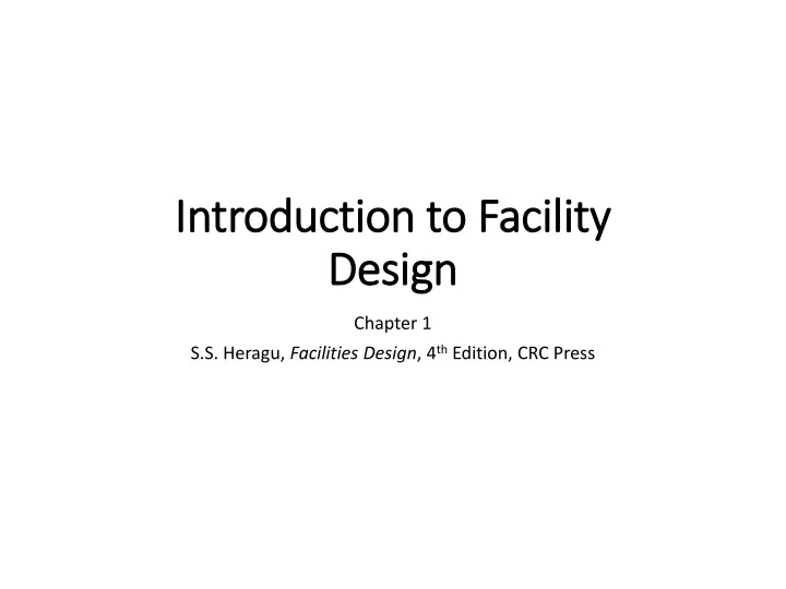 introduction to facility design