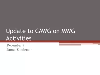 Update to CAWG on MWG Activities