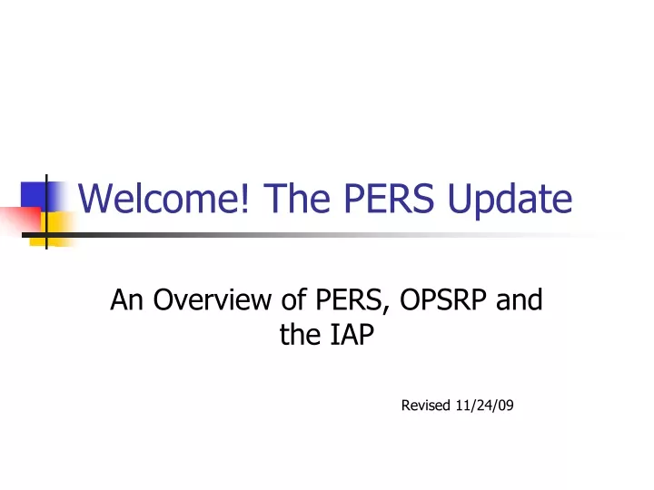 welcome the pers update