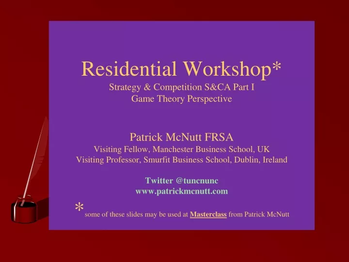 residential workshop strategy competition