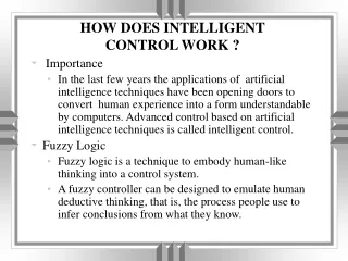 HOW DOES INTELLIGENT  CONTROL WORK ?