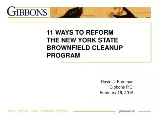 11 WAYS TO REFORM  THE NEW YORK STATE BROWNFIELD CLEANUP PROGRAM