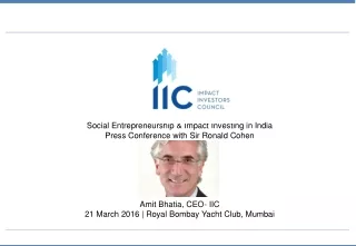 Social Entrepreneurship &amp; Impact Investing in India Press Conference with Sir Ronald Cohen