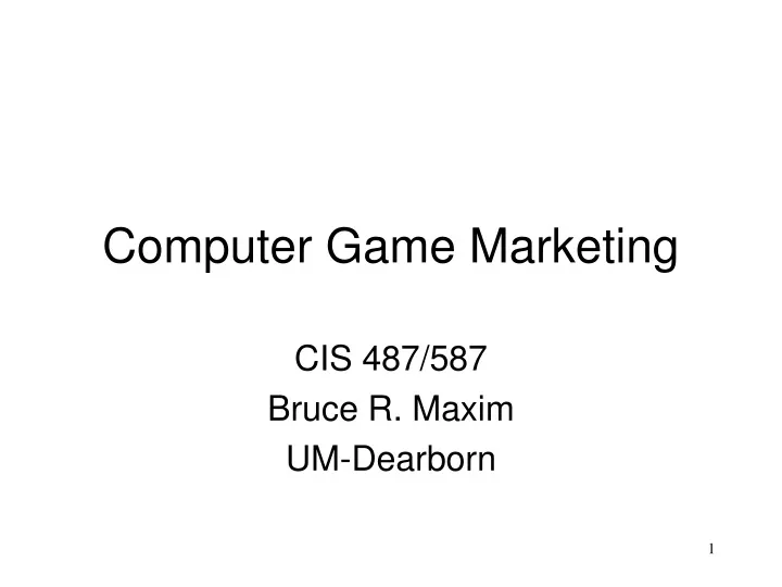 computer game marketing