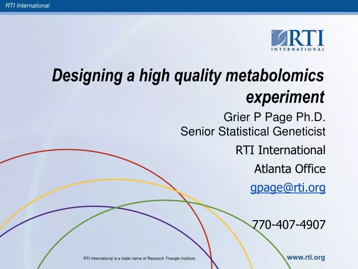 designing a high quality metabolomics experiment