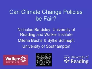 Can Climate Change Policies be Fair?