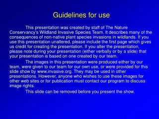 Guidelines for use