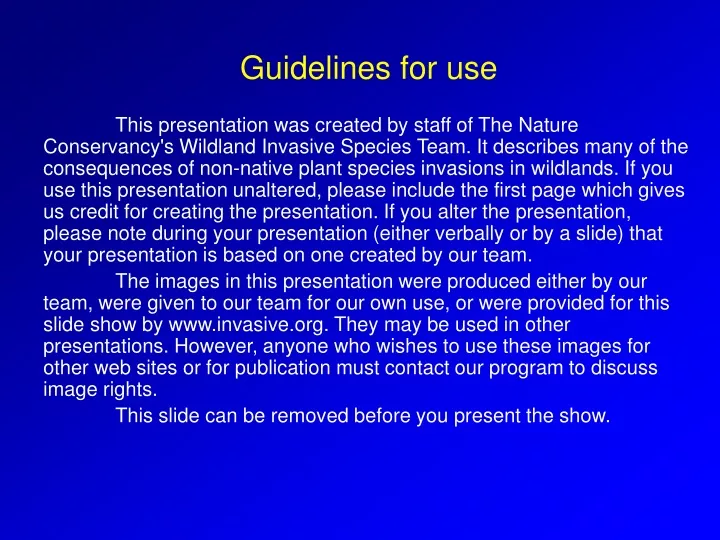 guidelines for use this presentation was created
