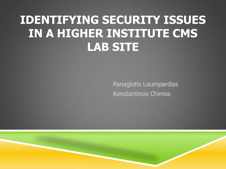 identifying security issues in a higher institute cms lab site