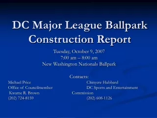 DC Major League Ballpark Construction Report