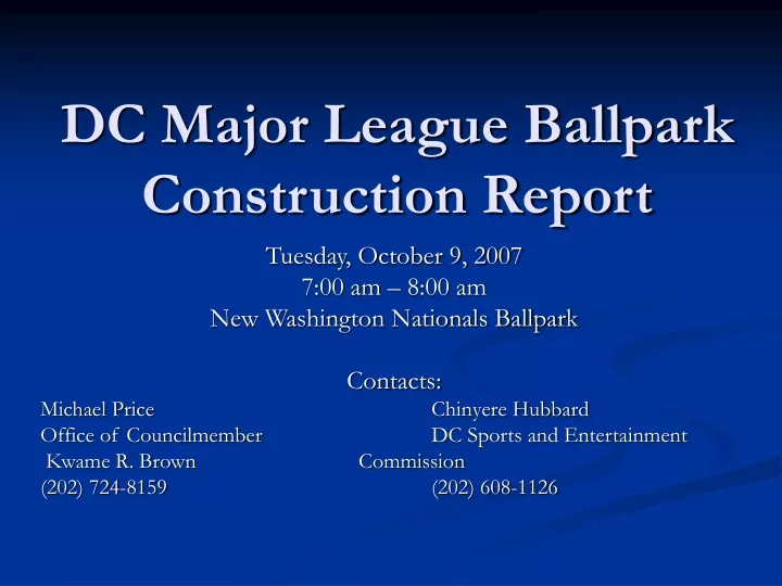 dc major league ballpark construction report