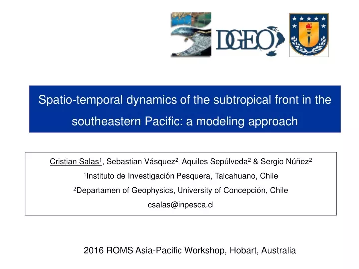spatio temporal dynamics of the subtropical front