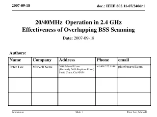 20/40MHz  Operation in 2.4 GHz Effectiveness of Overlapping BSS Scanning