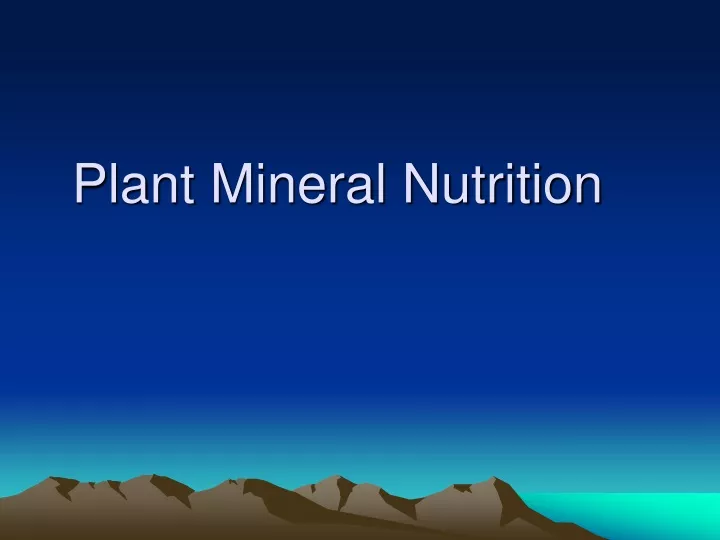 plant mineral nutrition