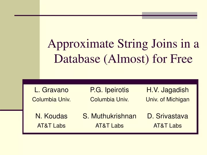 approximate string joins in a database almost for free