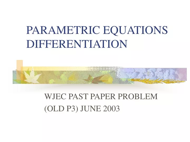 parametric equations differentiation