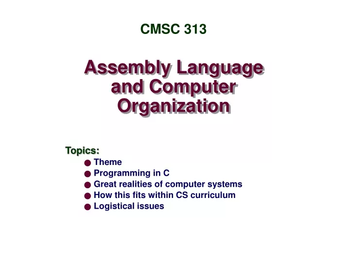 assembly language and computer organization