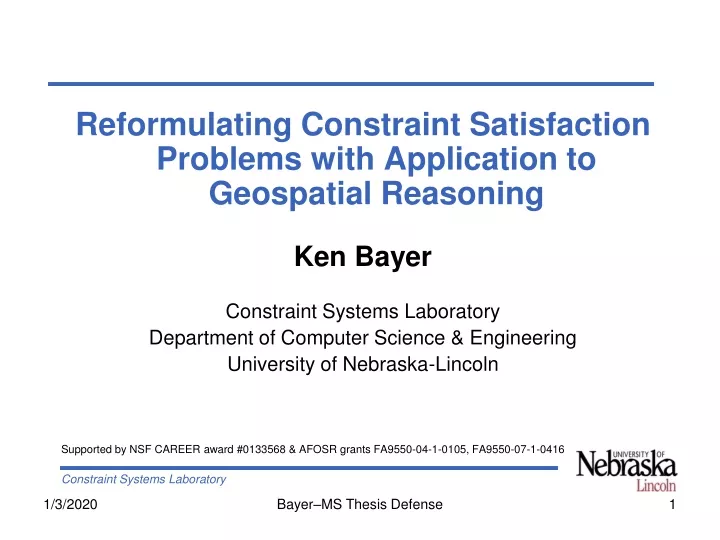 reformulating constraint satisfaction problems