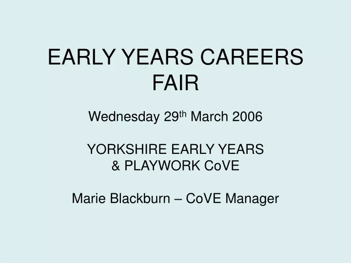 early years careers fair