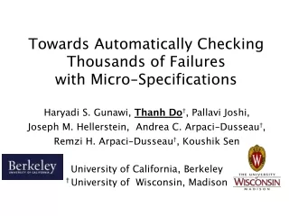 Towards Automatically Checking  Thousands of Failures  with Micro-Specifications