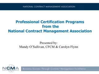 Professional Certification Programs  from the  National Contract Management Association