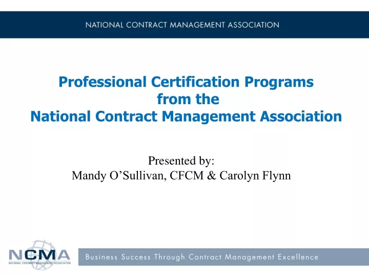 professional certification programs from the national contract management association