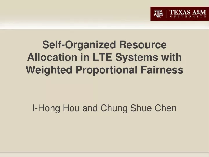 self organized resource allocation in lte systems with weighted proportional fairness